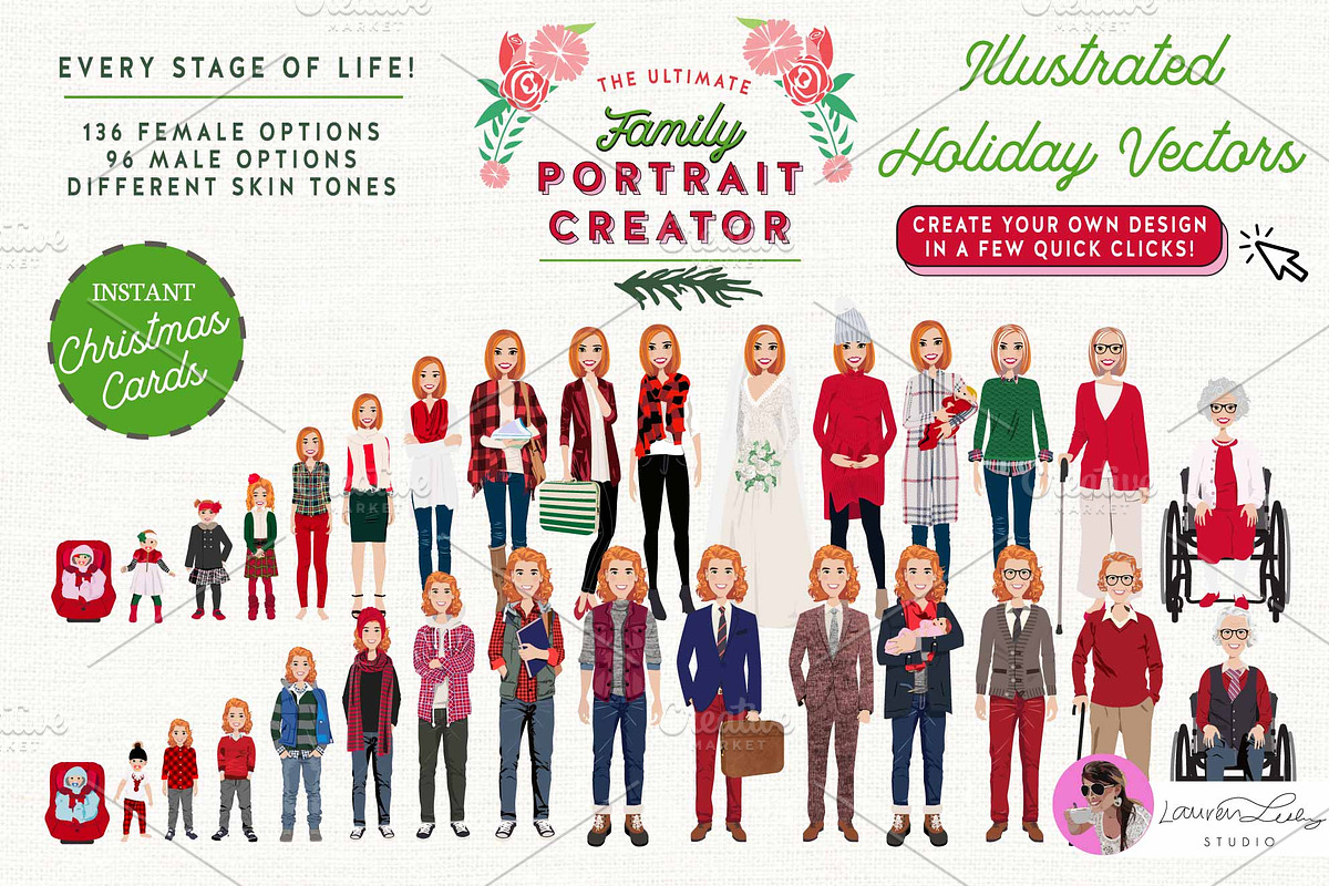 Christmas - Family Portrait Creator, an Illustration by Lauren Lesley Studio (Photo 12 of 14)