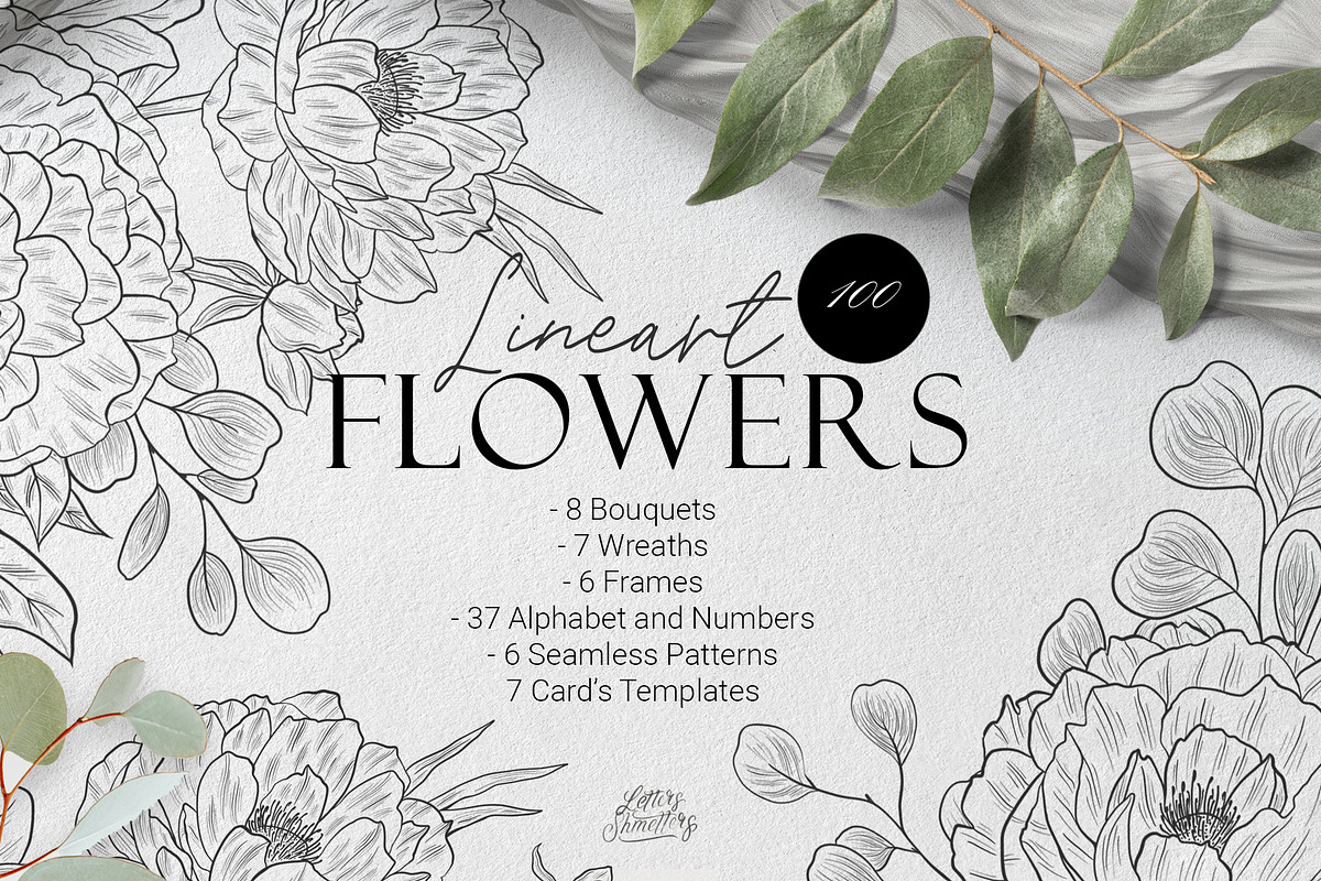 Line Art Flowers Collection, a Decorative Illustration by Letters-Shmetters (Photo 1 of 10)