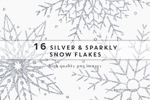 Silver Glitter Snowflakes Clip Art