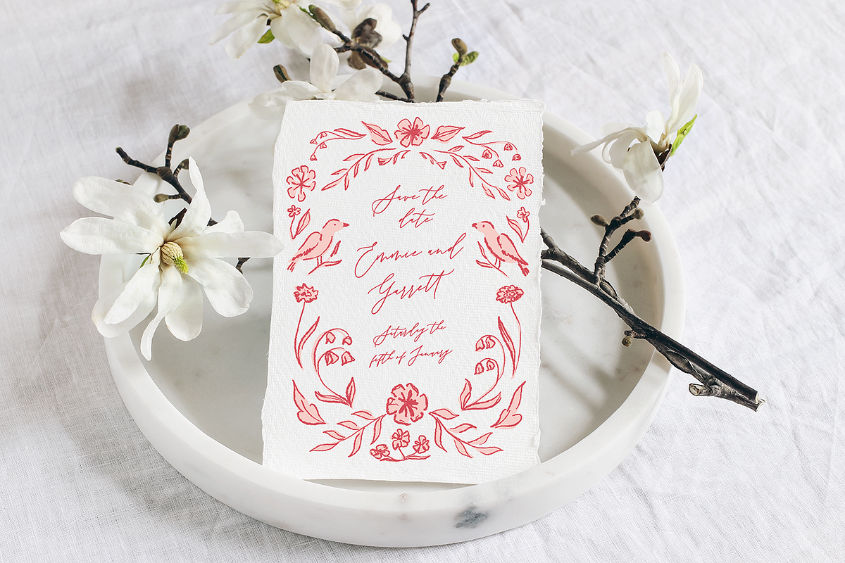 Pink Floral Frame Wedding Clipart, an Illustration by Jordyn Grace Design (Photo 2 of 2)