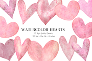 Pink Watercolor Hearts Clipart, a Graphic by Murphy & Frank (Thumbnail 1 of 7)
