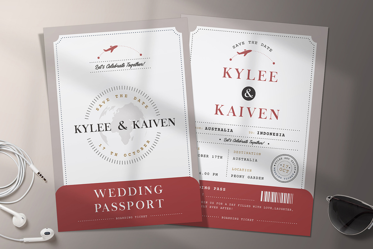 Passport Wedding Invitation, an Invitation Template by Aarley Kaiven (Photo 1 of 3)