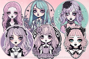 Pastel Goth Dolls Stickers