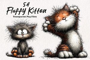 Fluffy Kitten Clipart PNG, an Illustration by CreationArt