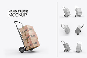 Hand Truck With Boxes Mockup