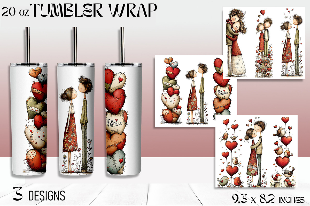 Valentine Day Tumbler Wrap, a Seasonal Illustration by ElenazlataArt (Photo 3 of 5)