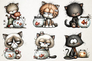 Fishbowl Whimsical Cat Clipart, an Animal Illustration by RobertsArt (Thumbnail 3 of 4)