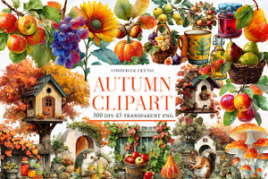 Watercolor Autumn Sublimation Clipar, an Illustration by Designworld