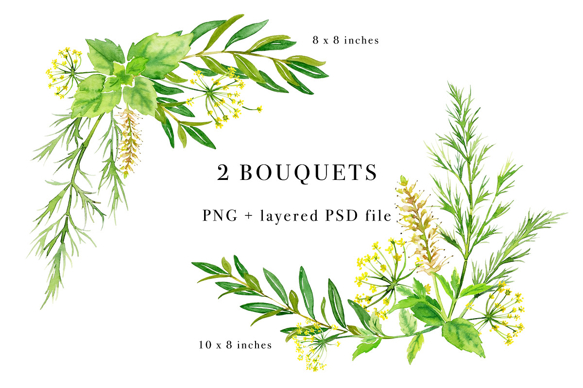 Sale- Herbal Greens Design Set, an Illustration by Art by Lin (Photo 3 of 8)