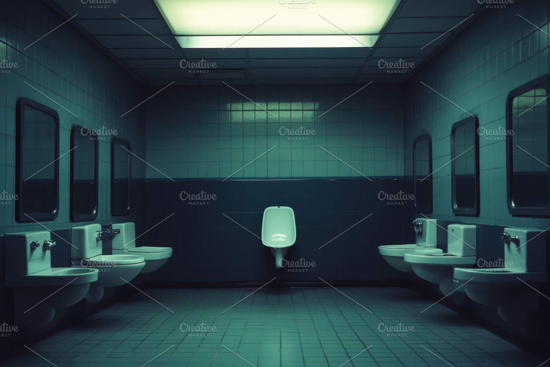 Spacious restroom interior with mult, a Photo by Tanuart