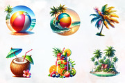 Beach Summer Paradise Clipart, an Illustration by RobertsArt (Thumbnail 3 of 7)