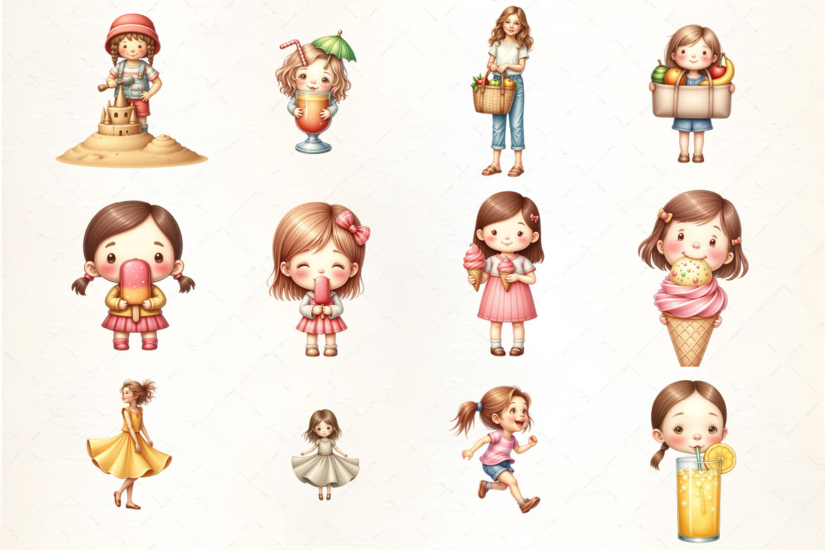 Kawaii Summer Girl Clipart, an Illustration by CrexoraLab (Photo 4 of 5)