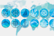 Watercolor World: map and icons, a Wallpaper Graphic by Fortuna Venit (Thumbnail 2 of 6)
