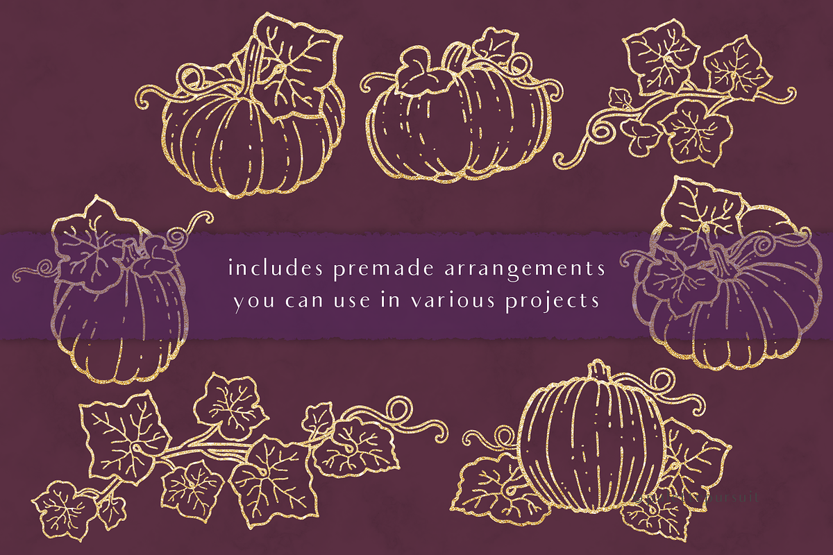 Gold Pumpkins Autumn Clip Art, an Illustration by Palette Pursuit (Photo 4 of 6)