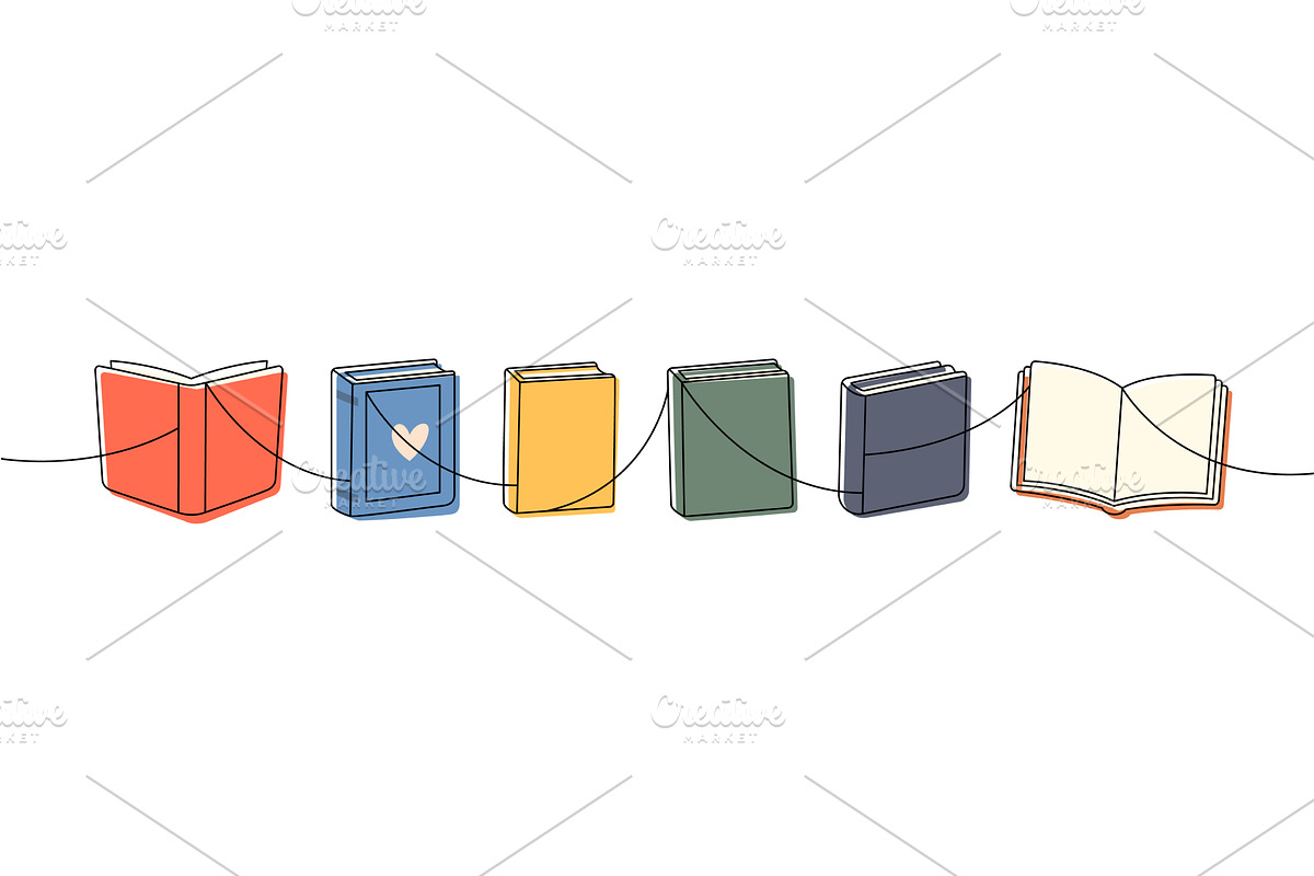 Open and closed books in warm, an Education Illustration by GraphiShop