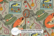 Fishing Seamless Pattern, a Pattern Graphic by Coastal 5 Designs (Thumbnail 1 of 3)