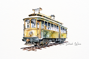 Vintage City Tram Watercolor Clipart, an Object Illustration by New-School-Wave (Thumbnail 3 of 5)