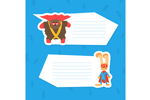 Cute Superhero Animals with Place, an Object Illustration by TopVectors