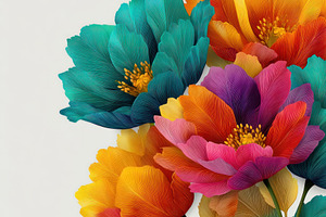 Colorful abstract floral bouquet with bold textured petals in te, a Nature Photo by José Manuel Gelpi