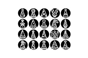 Party hats icons collection for, an Object Illustration by pikepicture