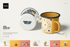 360ml Enamel Mug Mockup Set, a Cups & Container Mockup by creatsy5