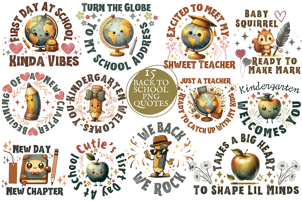 15 BACK TO SCHOOL Quotes Bundle, an Education Illustration by ClipArtTime (Photo 1 of 4)