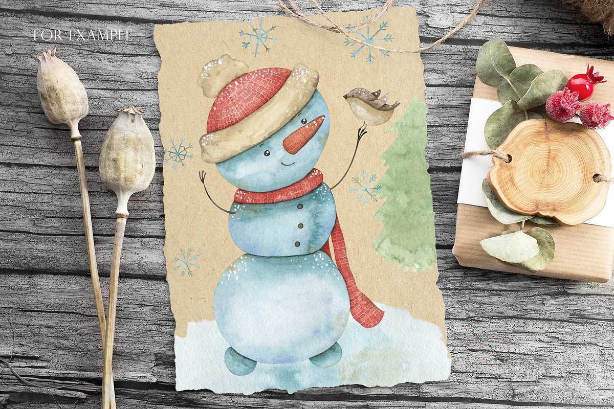 Watercolor festive winter clipart, an Illustration by OrangePeafowlArt (Photo 5 of 11)