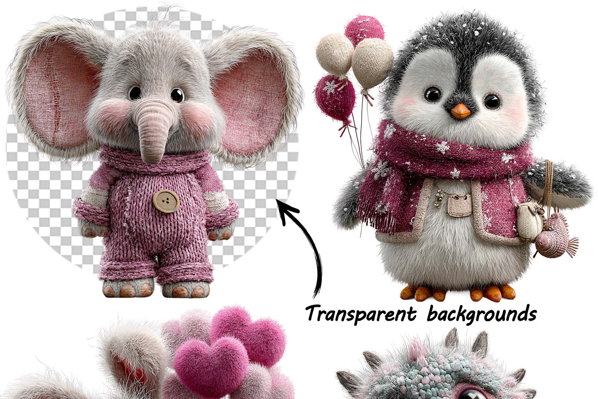 Whimsical Animal Valentine Clipart, a Graphic by one-touch (Photo 7 of 9)