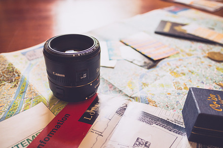 Camera Lens on Travel Map