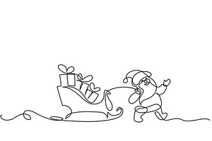 Little Santa carrying sleigh with, an Object Illustration by Valenty