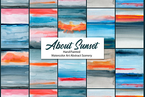 About Sunset, Watercolor Scenery
