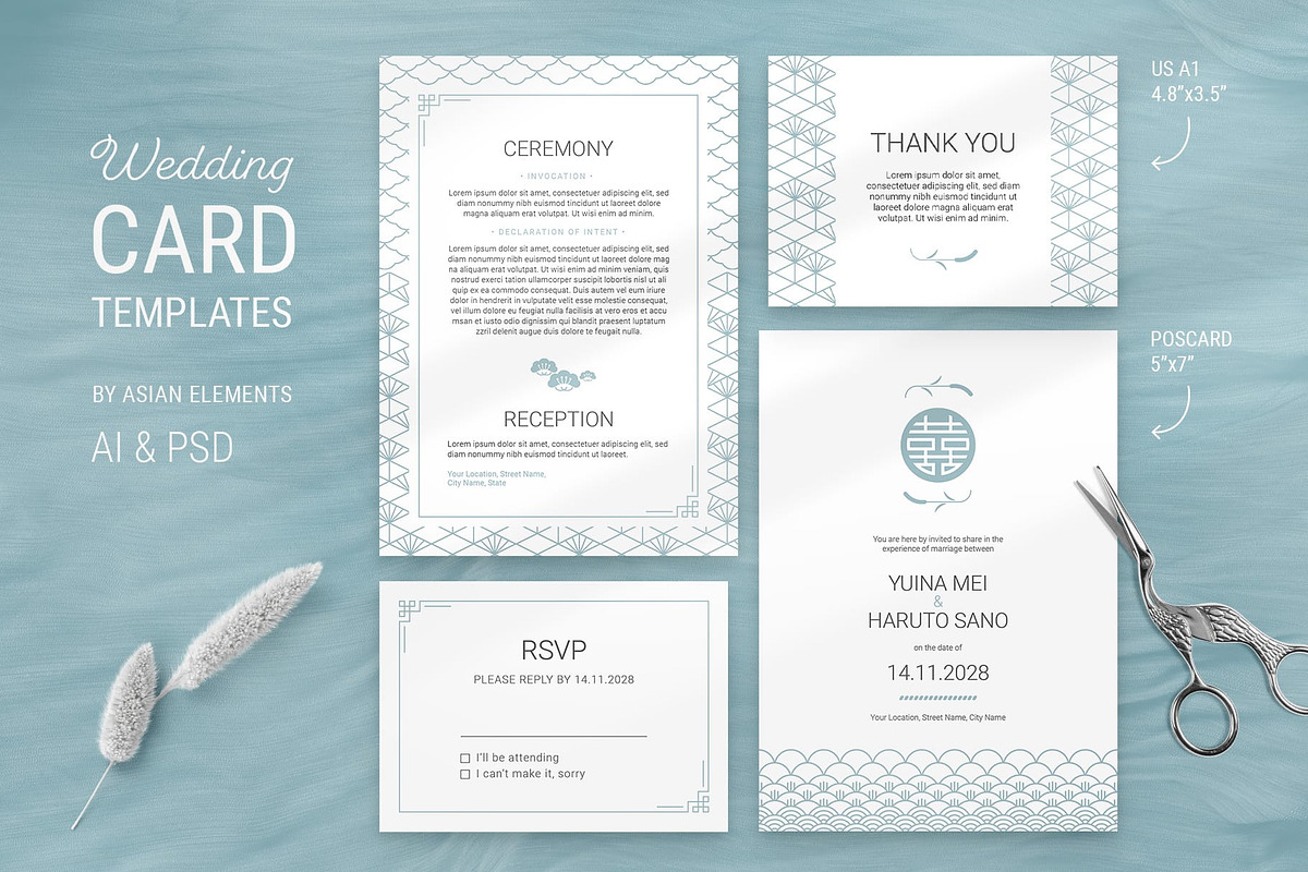 Elegant Wedding Stationery Templates, a Stationery Template by AsianElements (Photo 3 of 10)