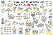 Girly Lemon Summer Clipart, an Illustration by Digital Artistic99 (Thumbnail 1 of 11)
