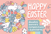 Happy Easter doodles and patterns, an Illustration by kostolom3ooo (Thumbnail 1 of 11)