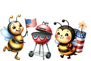 Watercolor 4th of July Bee Clipart, an Illustration by Designworld (Thumbnail 6 of 7)