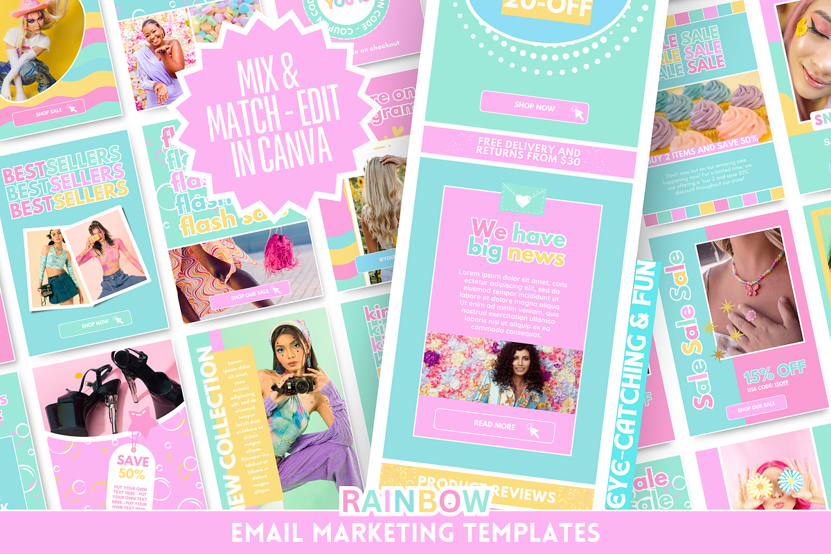 Rainbow Email Templates, an Email Template by SunshineStudioBoutique (Photo 1 of 9)