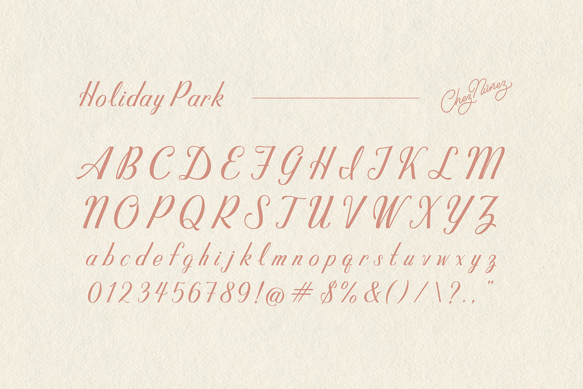 HOLIDAY PARK: Vintage Florida Hotel, a Script Font by Chez Núñez (Photo 2 of 3)