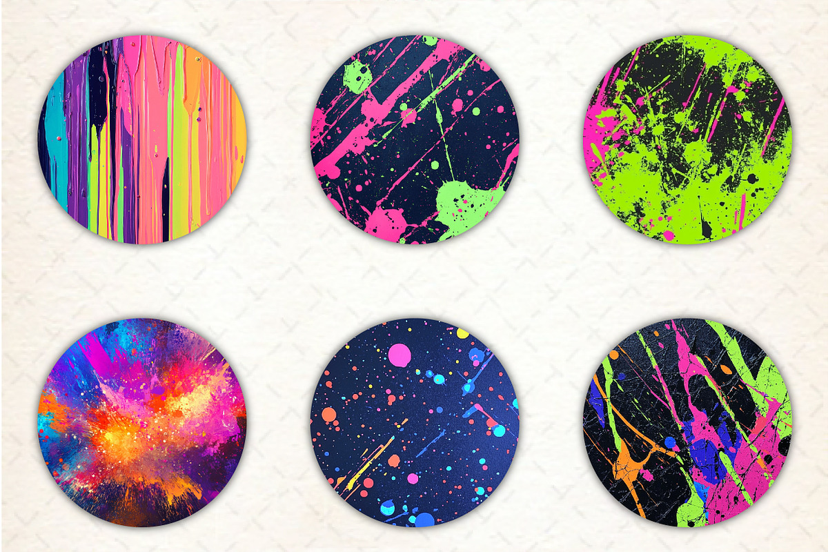 Colorful Neon Paint Splashes Art Pap, a Pattern Graphic by Libby Wishes (Photo 4 of 5)