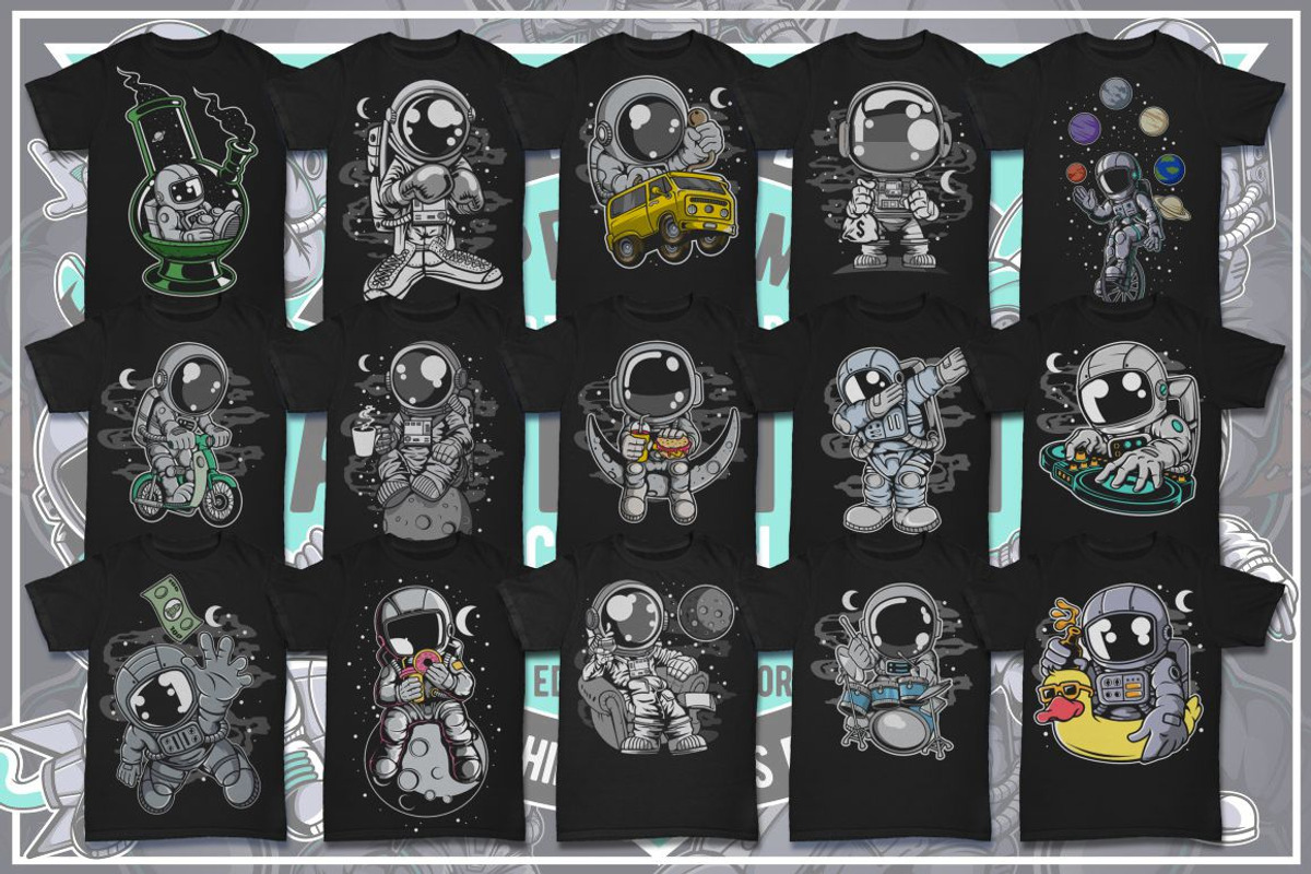 100 Astronaut Cartoon Designs Bundle, an Illustration by roach_graphic (Photo 3 of 16)