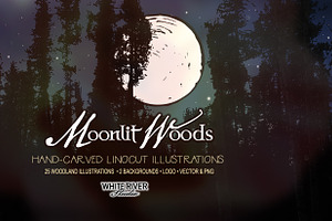 Moonlit Woods Linocuts
