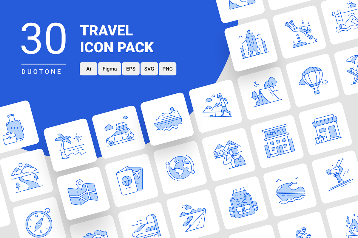 Travel duotone icon pack, a Duotone Icon by Ragul Creates (Photo 1 of 3)