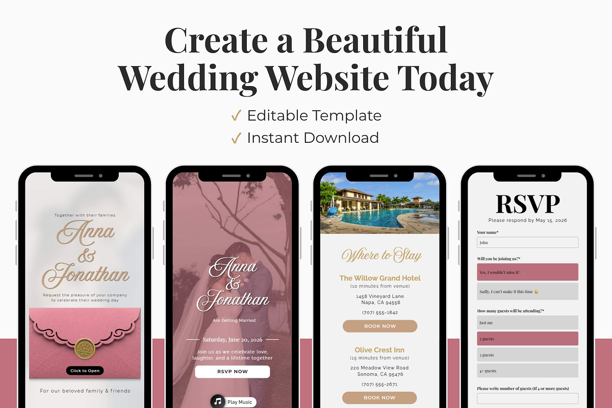 Blush Pink Wedding Website, a Landing Page Template by Everyday Perfection (Photo 10 of 10)