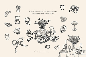 Hand Drawn Cosy Fall Line Art Icons