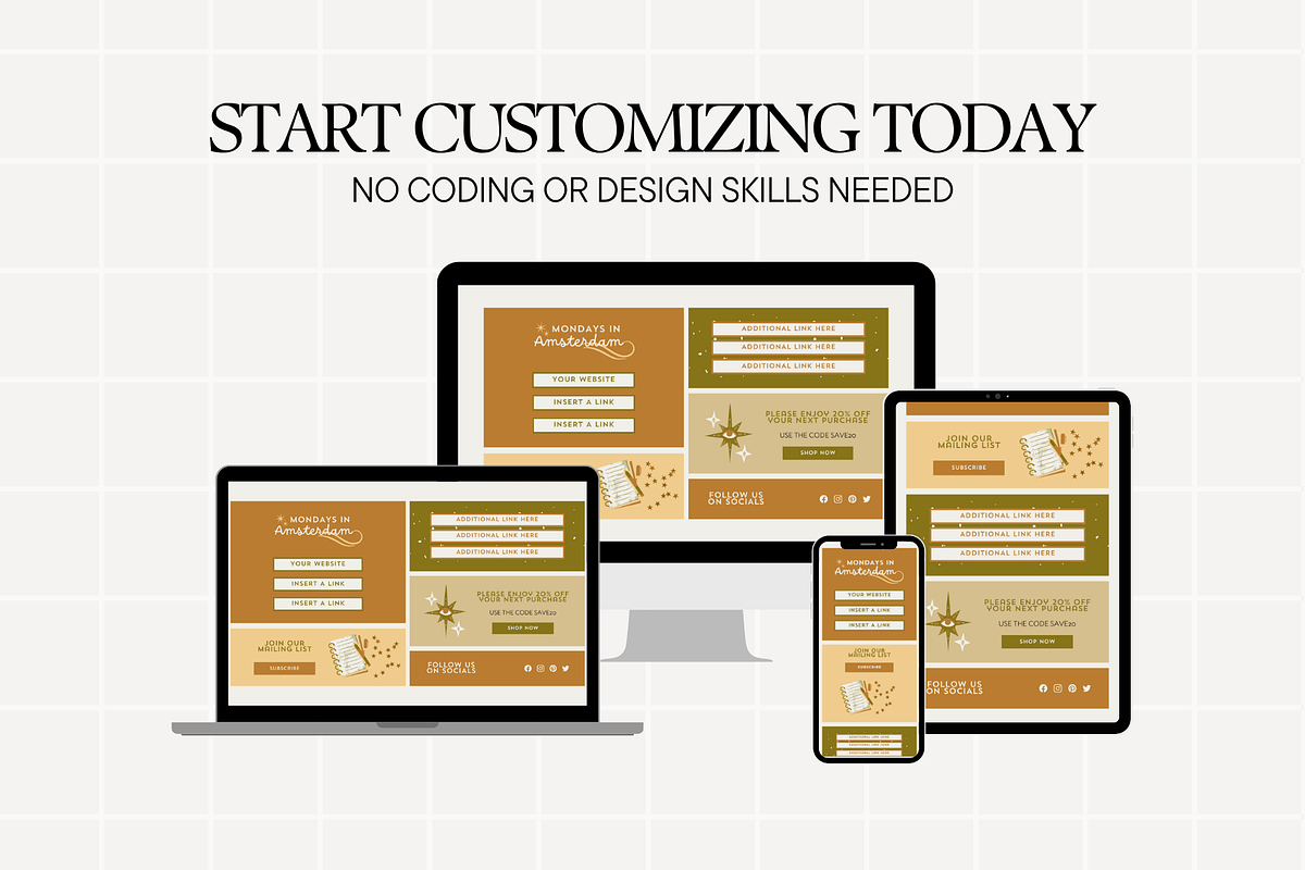 Warm Link In Bio Canva Template, a Landing Page Template by Anna Design Studio (Photo 9 of 11)