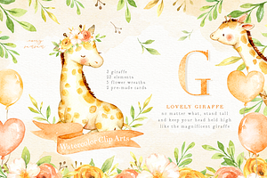 Lovely Giraffe Watercolor Clip Art