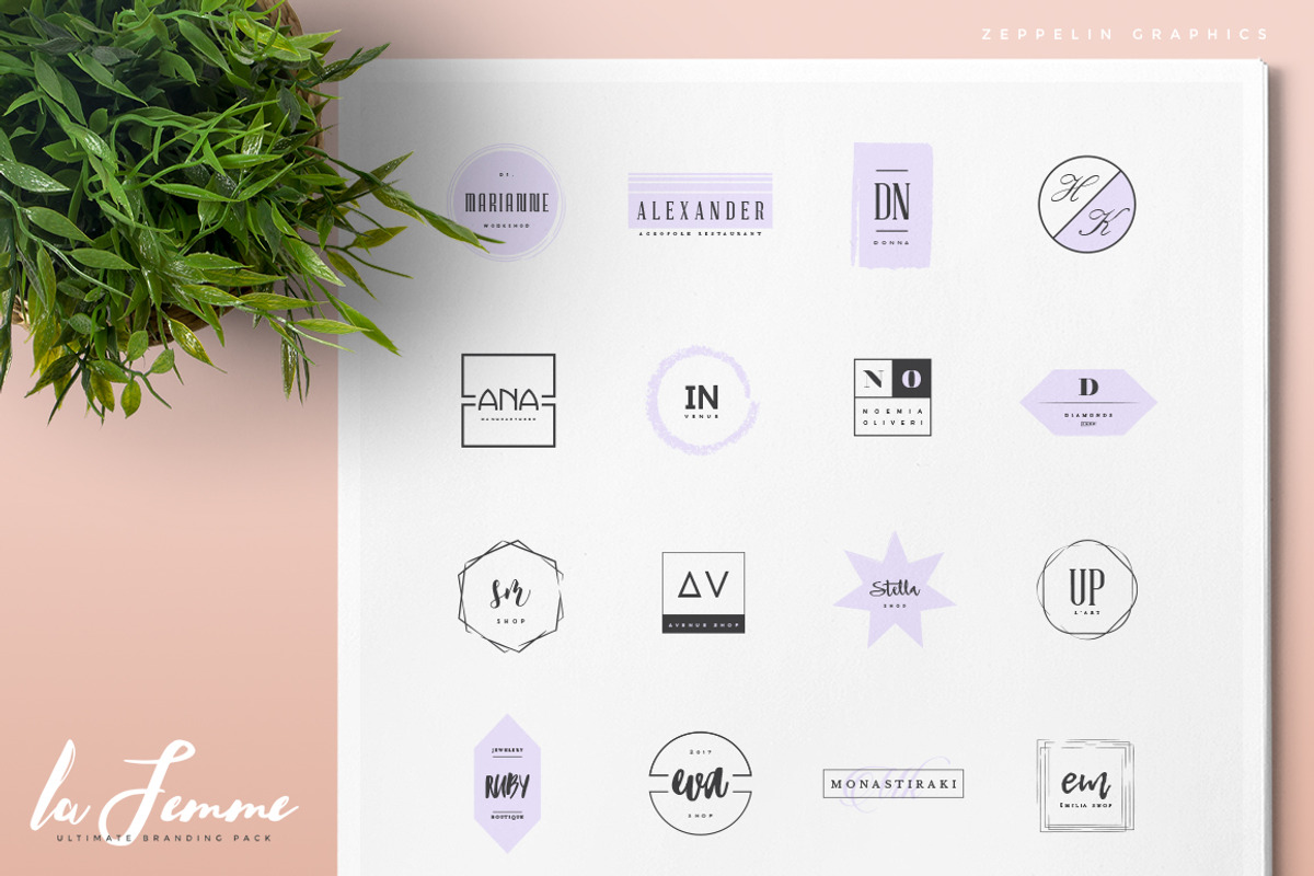 250 Feminine Logos Pack, a Branding & Logo Template by Graphicdome (Photo 12 of 27)