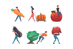 Man and Woman Carrying Huge Fruit, a Person Illustration by TopVectors
