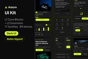 Axiom Figma UI Kit: 89 Blocks, Dark, an UI Kit Template by lynnn423