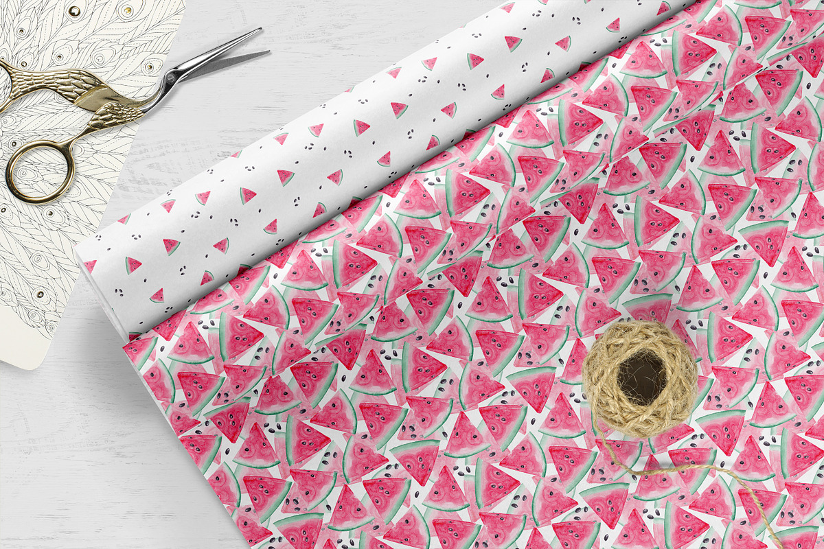 Watercolor Watermelon Patterns Set, a Pattern Graphic by Oksana Dovhopol Art (Photo 10 of 11)