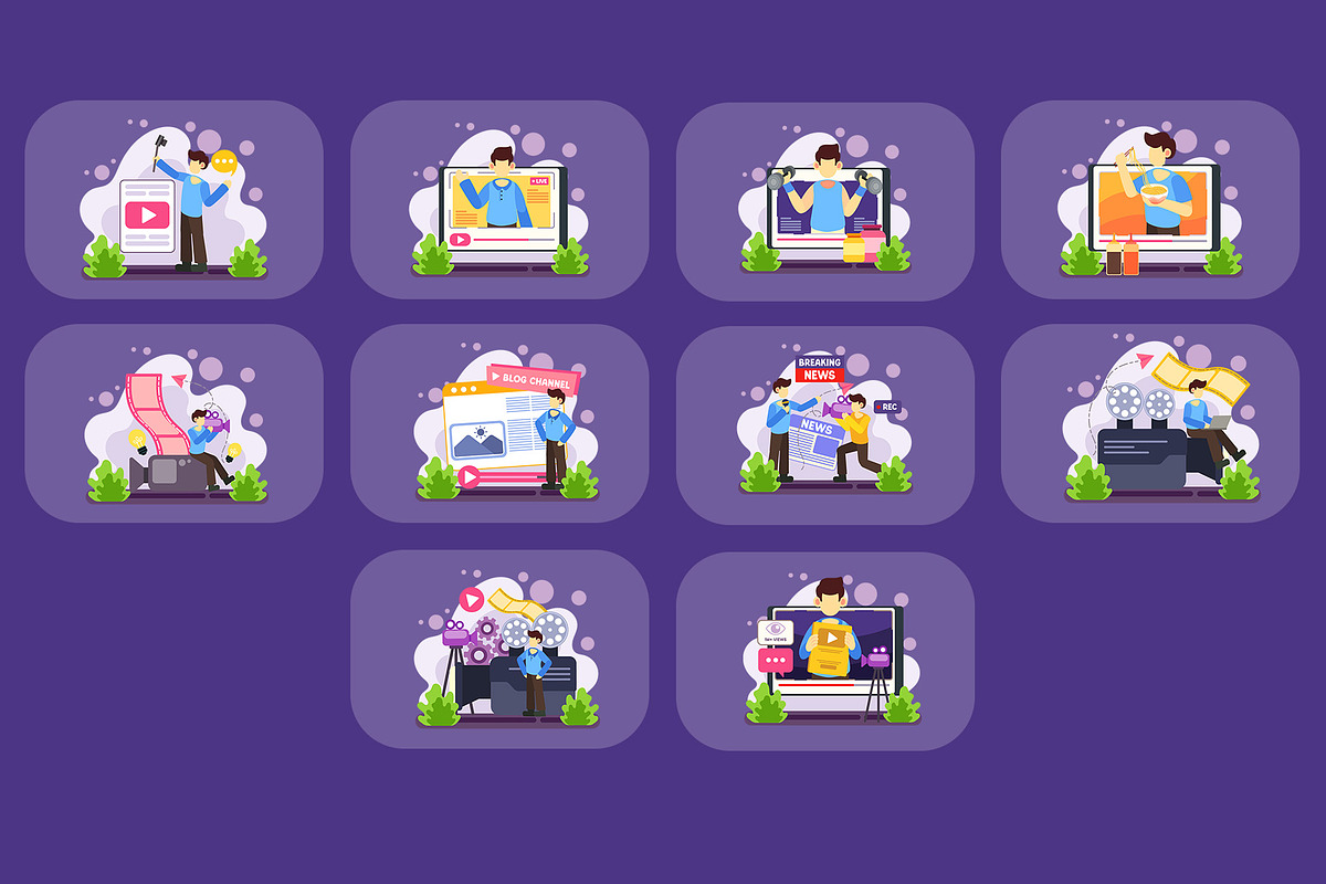 Vlogger Illustration Pack, an Illustration by baii09 (Photo 4 of 4)